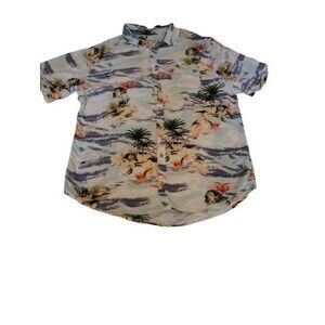 Colours Alexander Julian Men's Large Tropical Palm Hawaiian Shirt 100% Rayon...